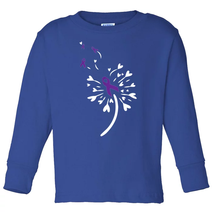 Dandelion Purple Ribbon Pancreatic Cancer Awareness Warrior Gift Toddler Long Sleeve Shirt