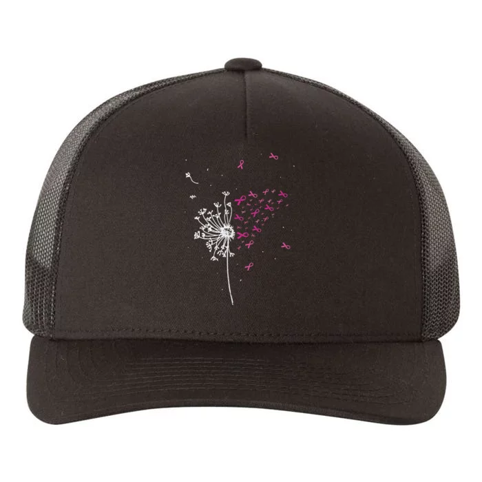 Dandelion Pink Ribbon Cool Breast Cancer Awareness Gifts Yupoong Adult 5-Panel Trucker Hat