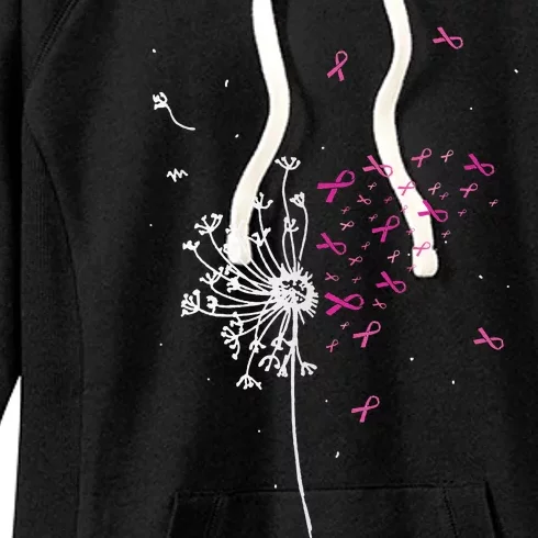 Dandelion Pink Ribbon Cool Breast Cancer Awareness Gifts Women's Fleece Hoodie