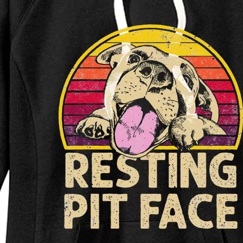 Dog Pitbull Resting Pit Face Funny Gift For Pitbull Lovers Women's Fleece Hoodie