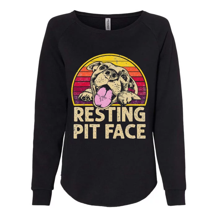 Dog Pitbull Resting Pit Face Funny Gift For Pitbull Lovers Womens California Wash Sweatshirt