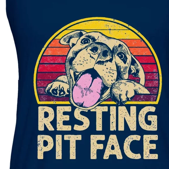 Dog Pitbull Resting Pit Face Funny Gift For Pitbull Lovers Ladies Essential Flowy Tank