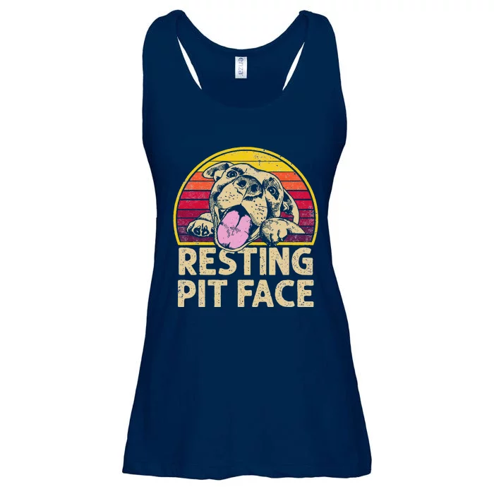 Dog Pitbull Resting Pit Face Funny Gift For Pitbull Lovers Ladies Essential Flowy Tank