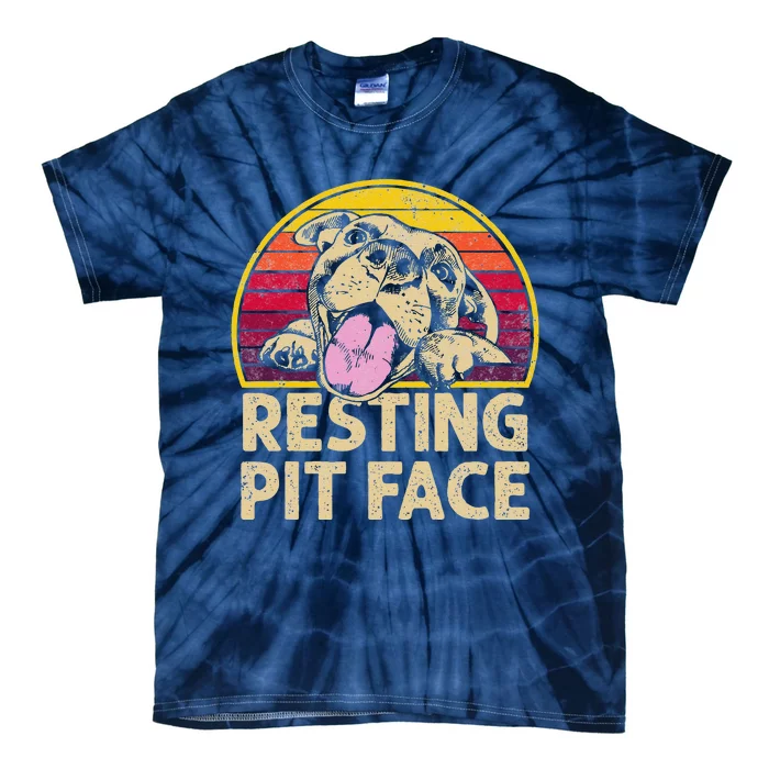 Dog Pitbull Resting Pit Face Funny Gift For Pitbull Lovers Tie-Dye T-Shirt