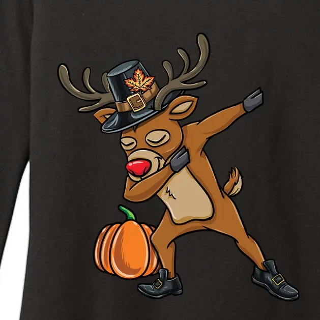 Dabbing Pilgrim Reindeer Thanksgiving Gift Womens CVC Long Sleeve Shirt