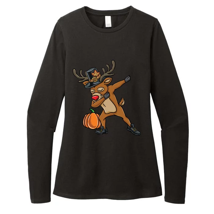 Dabbing Pilgrim Reindeer Thanksgiving Gift Womens CVC Long Sleeve Shirt