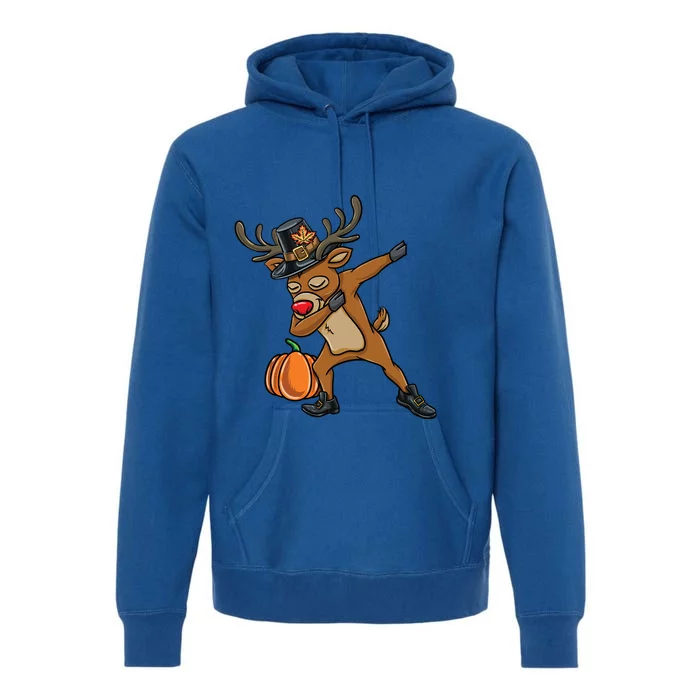 Dabbing Pilgrim Reindeer Thanksgiving Gift Premium Hoodie