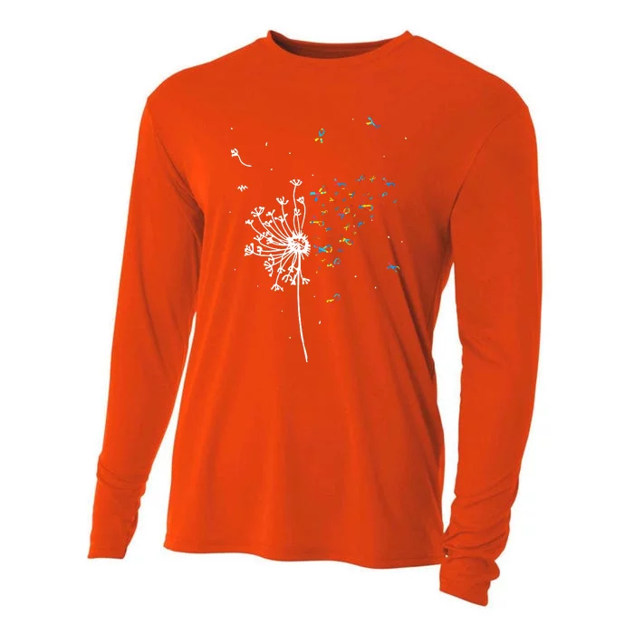 Dandelion Puzzle Ribbon Inspirational Autism Awareness Gift Cooling Performance Long Sleeve Crew