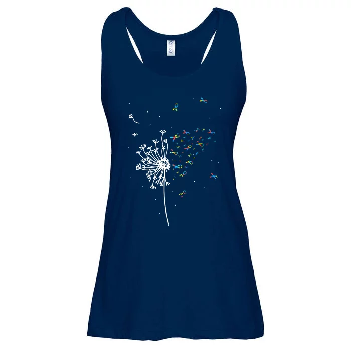 Dandelion Puzzle Ribbon Inspirational Autism Awareness Gift Ladies Essential Flowy Tank