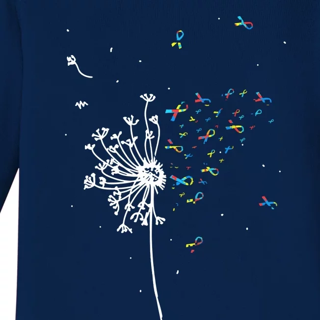 Dandelion Puzzle Ribbon Inspirational Autism Awareness Gift Baby Long Sleeve Bodysuit