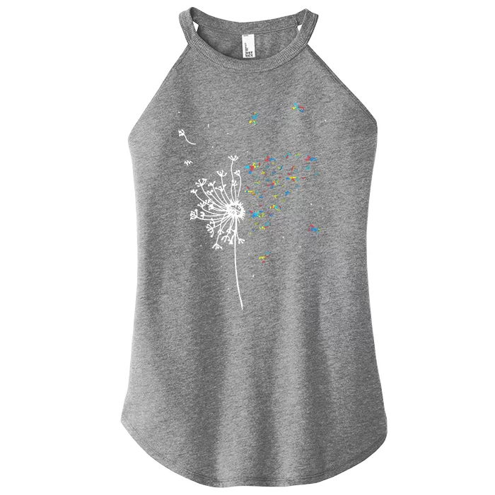 Dandelion Puzzle Ribbon Inspirational Autism Awareness Gift Women’s Perfect Tri Rocker Tank