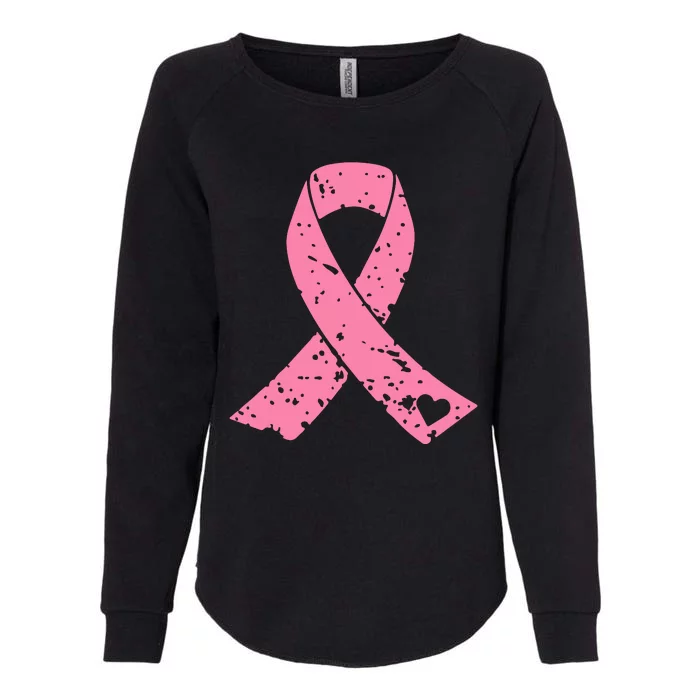 Distressed Pink Ribbon, Breast Cancer Womens California Wash Sweatshirt