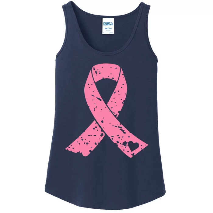 Distressed Pink Ribbon, Breast Cancer Ladies Essential Tank