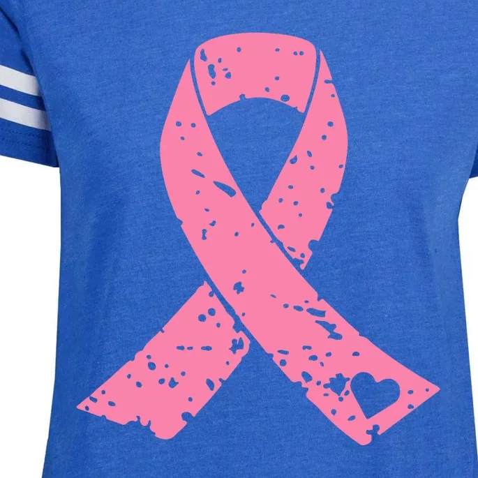 Distressed Pink Ribbon, Breast Cancer Enza Ladies Jersey Football T-Shirt