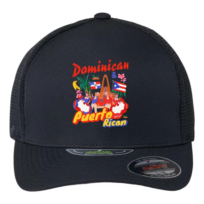 Dominican & Puerto Rican Flag Flexfit Unipanel Trucker Cap