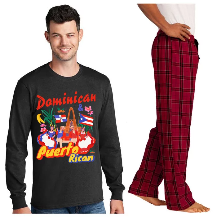 Dominican & Puerto Rican Flag Long Sleeve Pajama Set