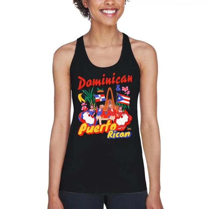 Dominican & Puerto Rican Flag Women's Racerback Tank