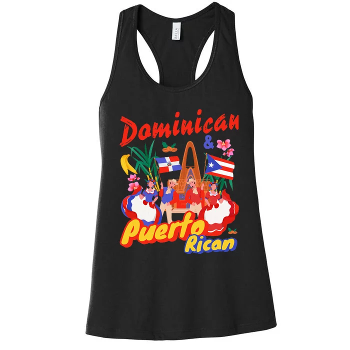 Dominican & Puerto Rican Flag Women's Racerback Tank