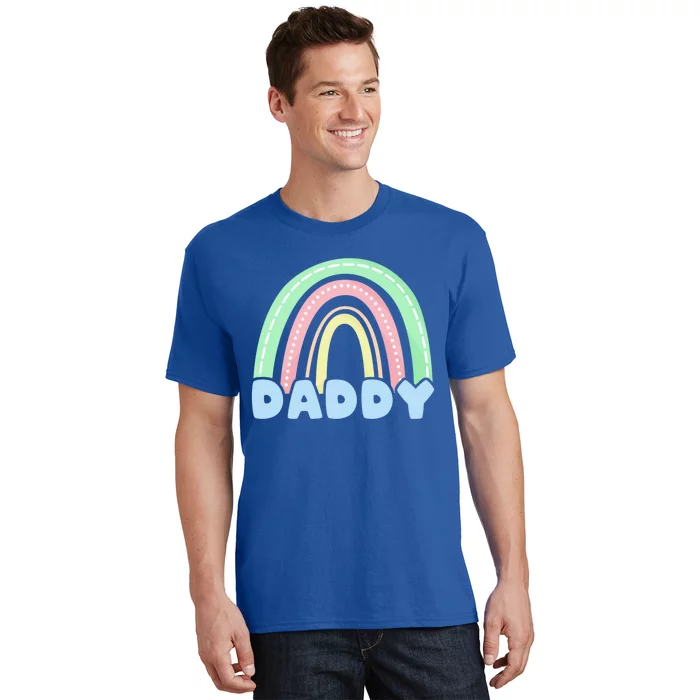 Dad Pastel Rainbow Family 1st Birthday Party Gift T-Shirt