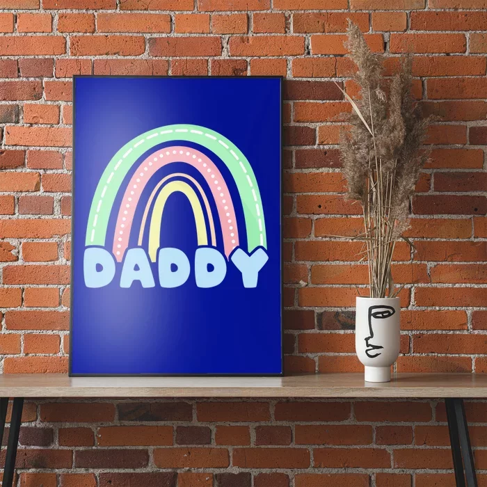 Dad Pastel Rainbow Family 1st Birthday Party Gift Poster