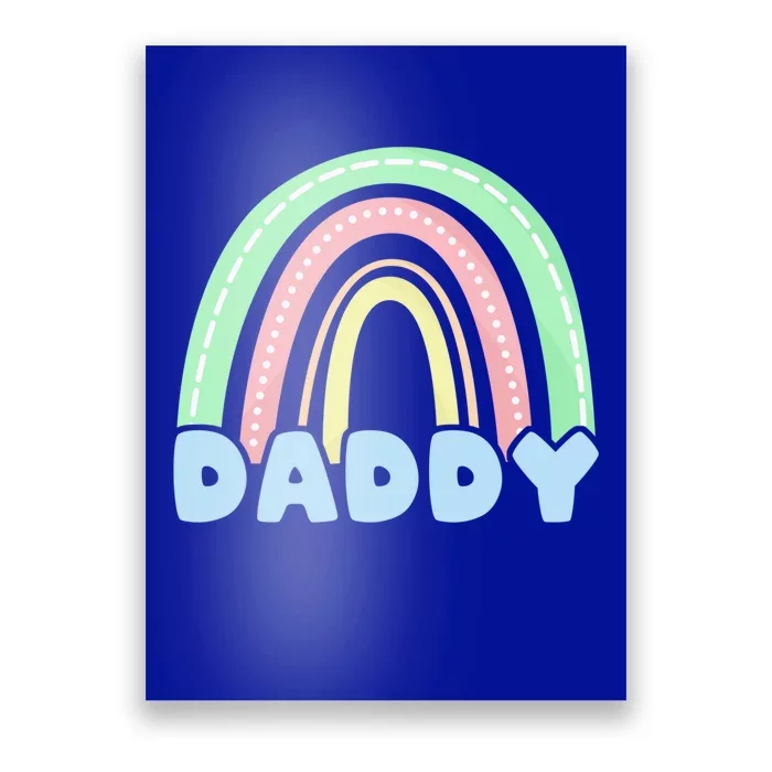 Dad Pastel Rainbow Family 1st Birthday Party Gift Poster