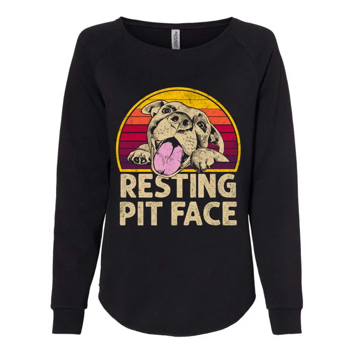 Dog Pitbull Resting Pit Face Funny Gift For Pitbull Lovers Gift Womens California Wash Sweatshirt