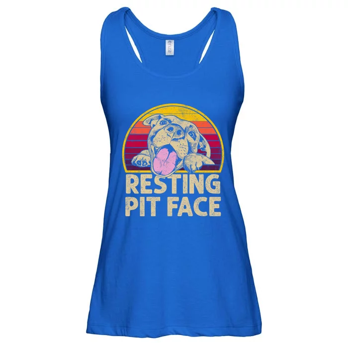 Dog Pitbull Resting Pit Face Funny Gift For Pitbull Lovers Gift Ladies Essential Flowy Tank