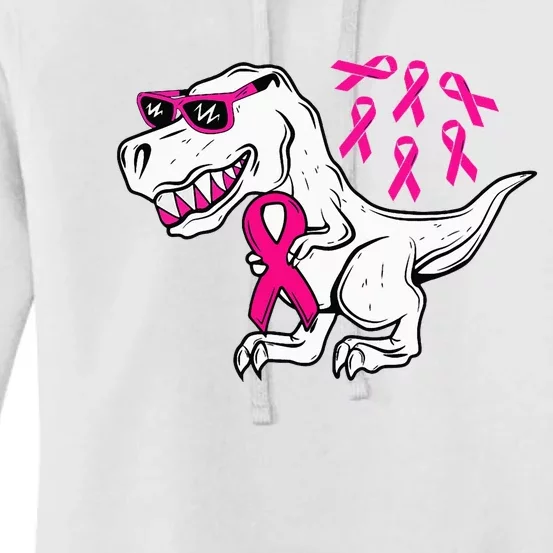 Dinosaur Pink Ribbon Breast Cancer Awareness Month Warrior Women's Pullover Hoodie