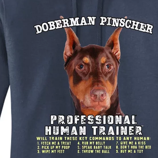 Doberman Pinscher Red Professional Human Trainer Cute Dog Women's Pullover Hoodie