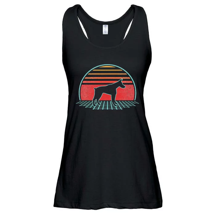 Doberman Pinscher Retro Vintage Dog 80s Style Gift Ladies Essential Flowy Tank