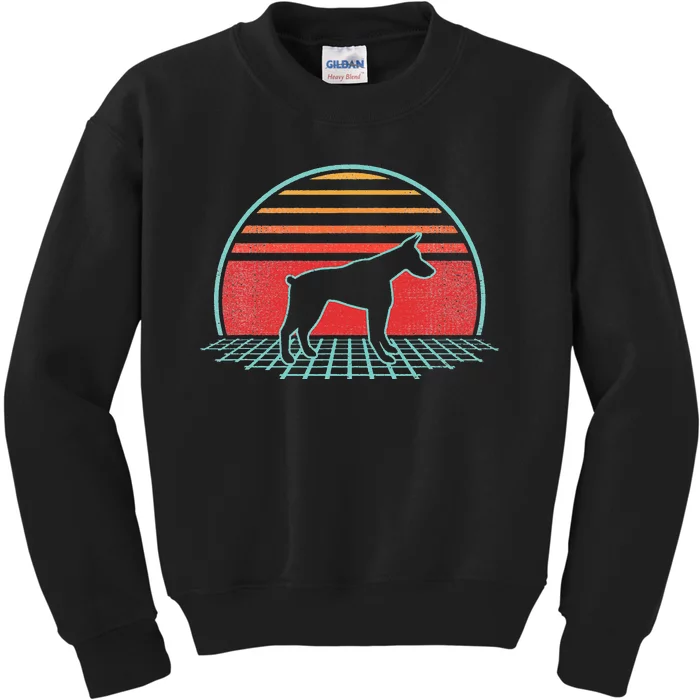 Doberman Pinscher Retro Vintage Dog 80s Style Gift Kids Sweatshirt