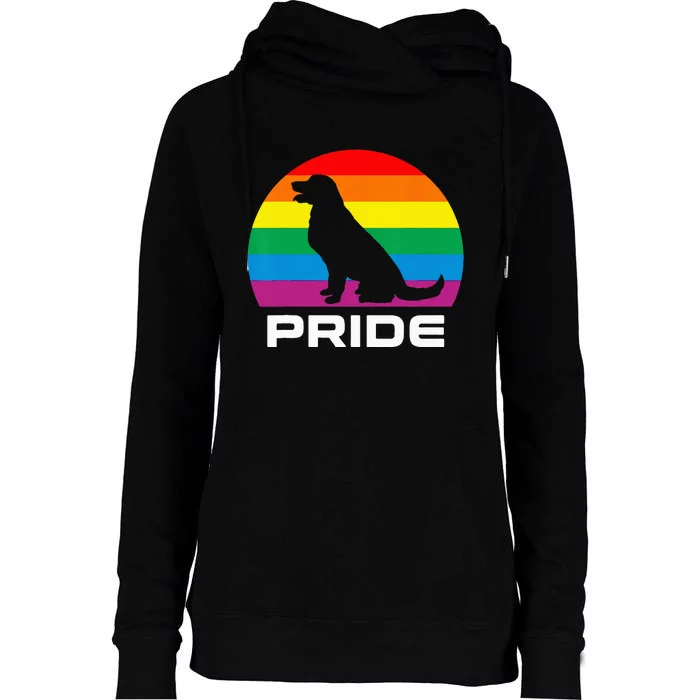 Dog Pride Rainbow Dog Womens Funnel Neck Pullover Hood