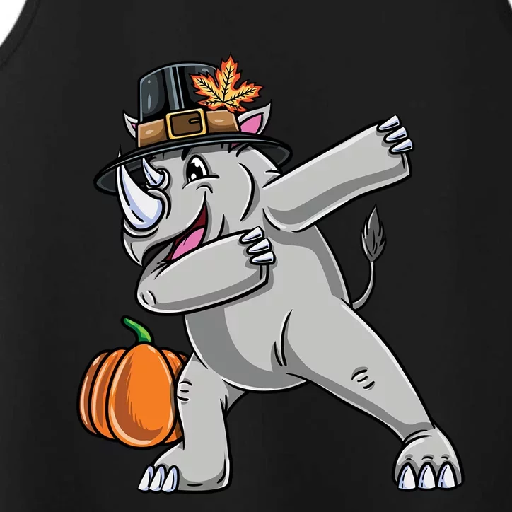 Dabbing Pilgrim Rhino Thanksgiving Gift Performance Tank