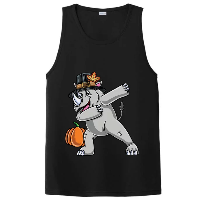 Dabbing Pilgrim Rhino Thanksgiving Gift Performance Tank