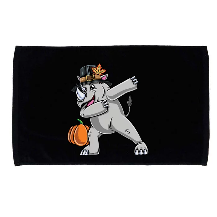 Dabbing Pilgrim Rhino Thanksgiving Gift Microfiber Hand Towel