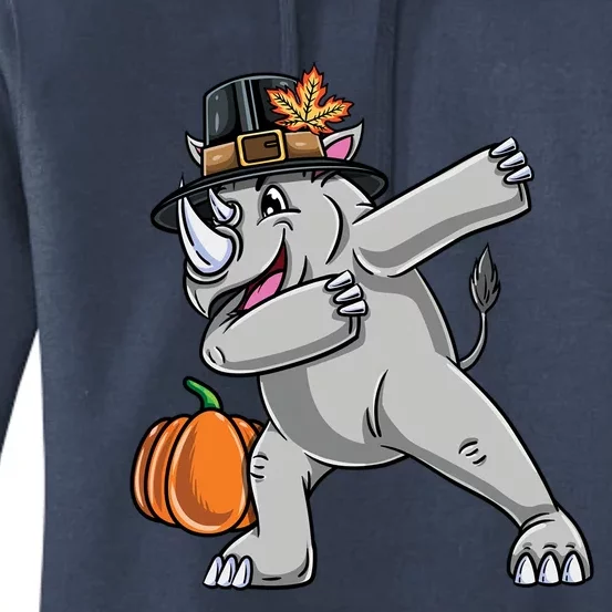 Dabbing Pilgrim Rhino Thanksgiving Gift Women's Pullover Hoodie