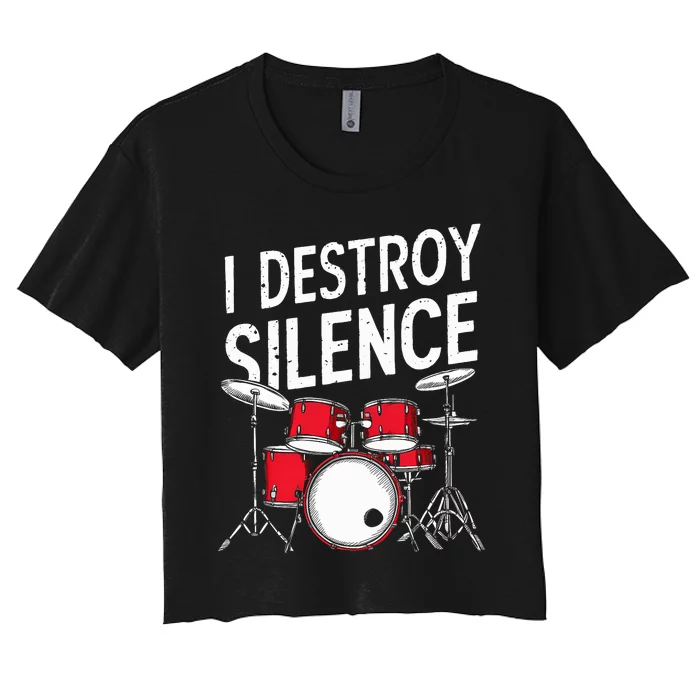 Drums & Percussion Rock Music Drummer Gift Women's Crop Top Tee