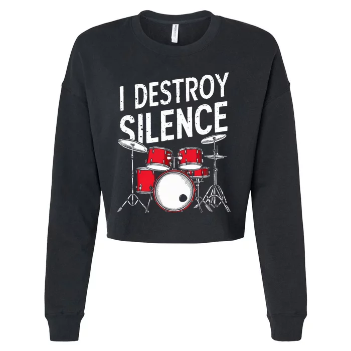 Drums & Percussion Rock Music Drummer Gift Cropped Pullover Crew