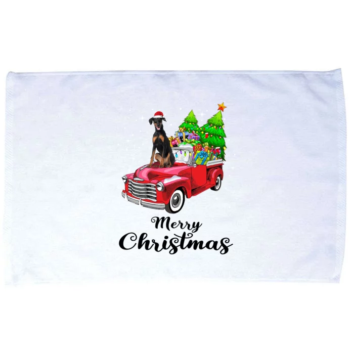 Dober Pinscher Ride Red Truck Christmas Pajama Great Gift Microfiber Hand Towel