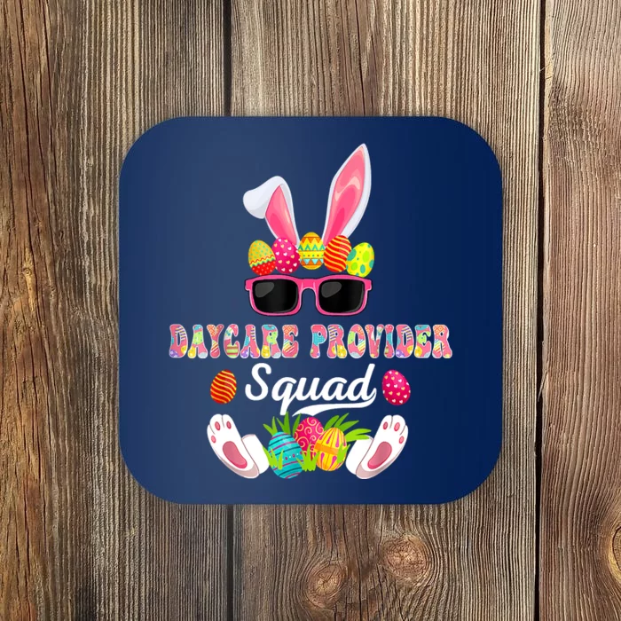 Daycare Provider Squad Costume Bunny Sunglasses Easter Eggs Coaster