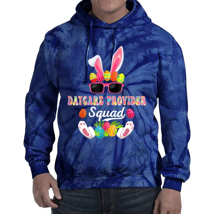 Daycare Provider Squad Costume Bunny Sunglasses Easter Eggs Tie Dye Hoodie