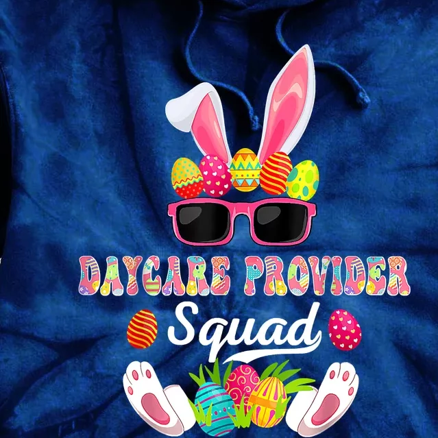 Daycare Provider Squad Costume Bunny Sunglasses Easter Eggs Tie Dye Hoodie