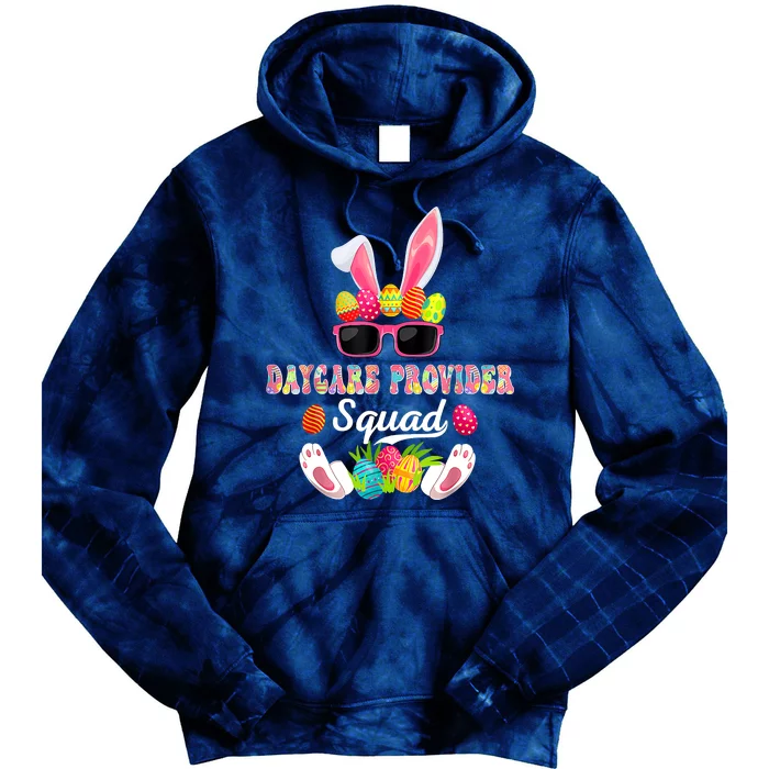 Daycare Provider Squad Costume Bunny Sunglasses Easter Eggs Tie Dye Hoodie