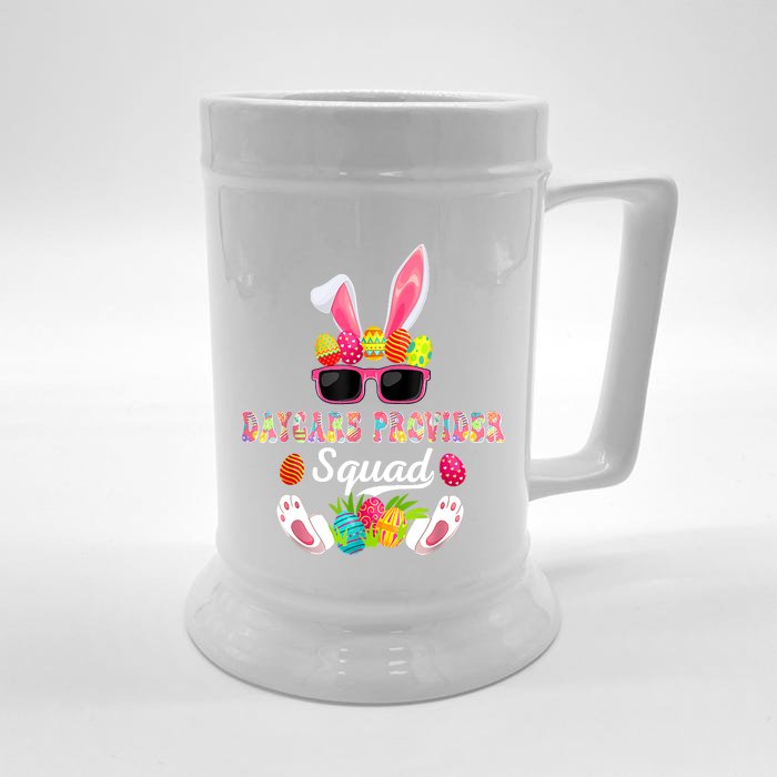 Daycare Provider Squad Costume Bunny Sunglasses Easter Eggs Front & Back Beer Stein