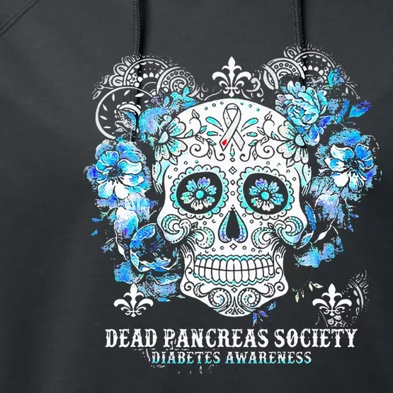 Dead Pancreas Society Diabetes Awareness Skull Flower Performance Fleece Hoodie