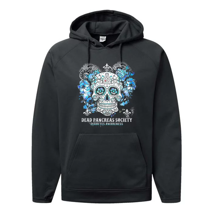 Dead Pancreas Society Diabetes Awareness Skull Flower Performance Fleece Hoodie