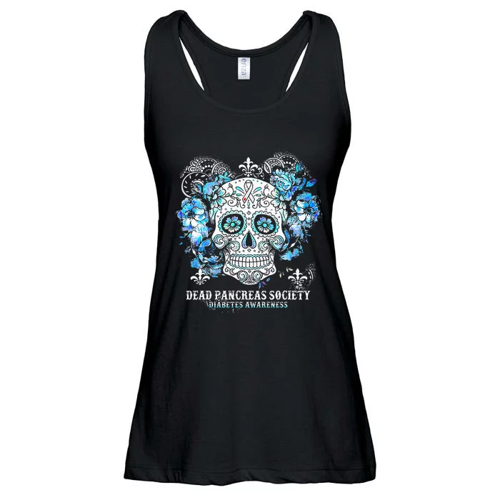 Dead Pancreas Society Diabetes Awareness Skull Flower Ladies Essential Flowy Tank