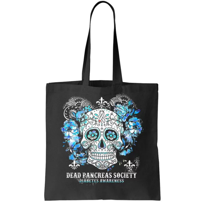 Dead Pancreas Society Diabetes Awareness Skull Flower Tote Bag