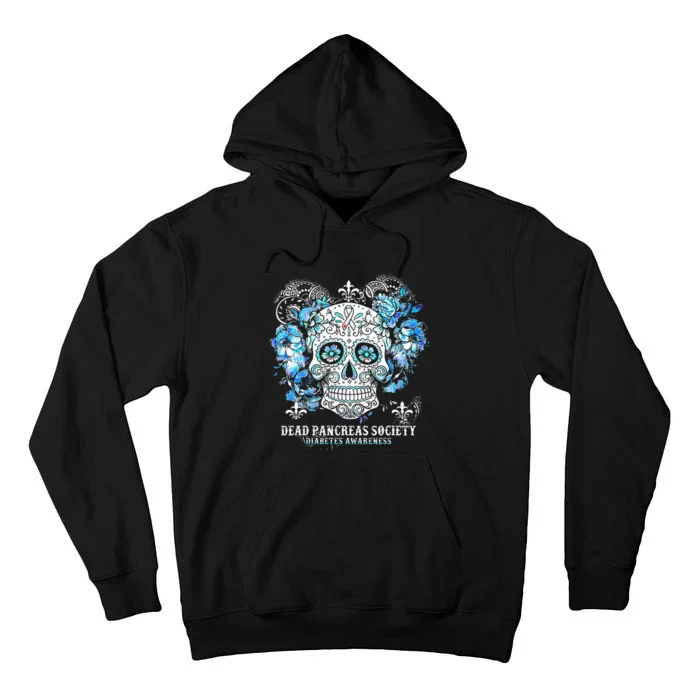 Dead Pancreas Society Diabetes Awareness Skull Flower Tall Hoodie