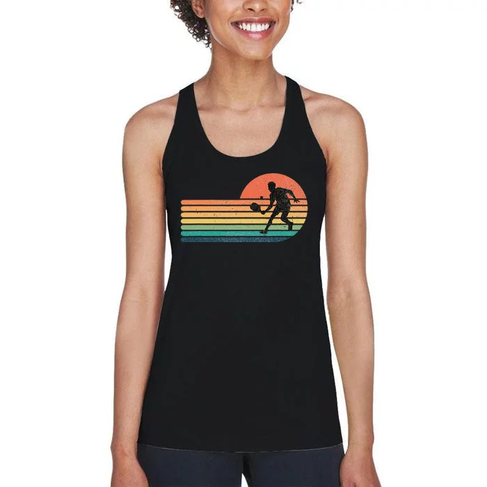 Distressed Pickleball Server Sunset Women's Racerback Tank